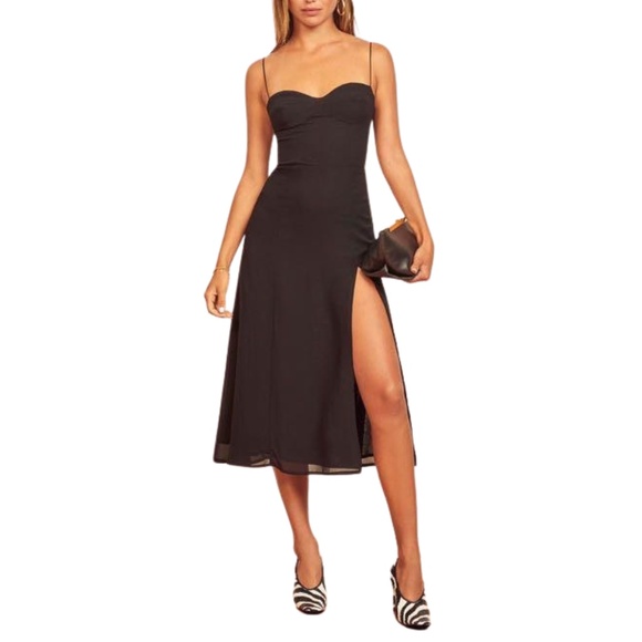 NEW Reformation Juliette Dress Black 8 - Picture 14 of 17